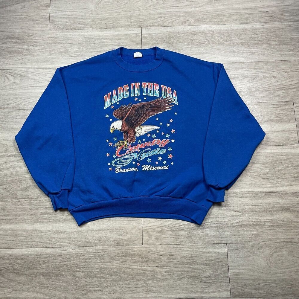 Vintage Sweatshirt Mens 2XL Blue 90s Country Music Branson Missouri Crewneck